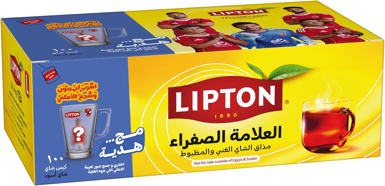 ليبتون شاى 100 فتلة شاى فتلة اسود + مج هديه