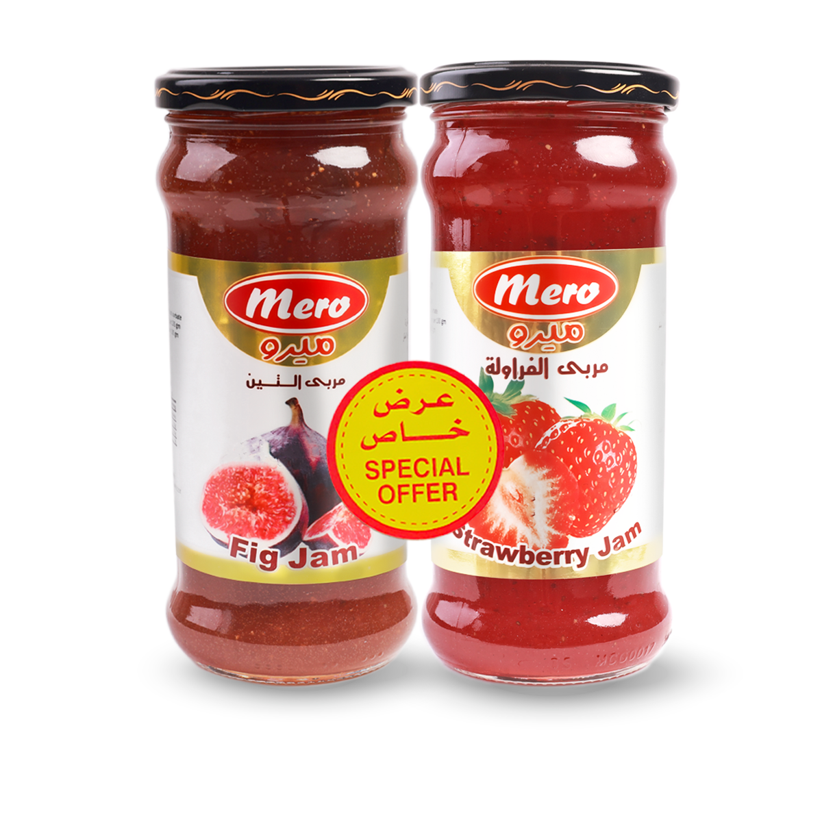 ميرو مربى برطمان 450 جم عرض 2 * 1 تين + فراولة