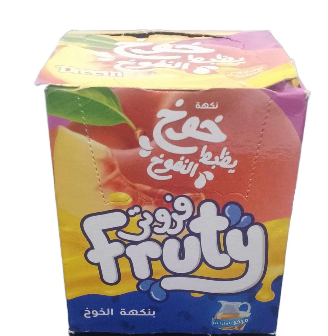 فروتى عصير بودر ظرف 12 جم نكهة الخوخ